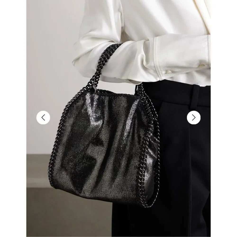 STELLA MCCARTNEY NWOT black The Falabella mini vegetarian brushed-leather
